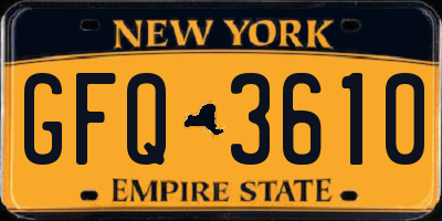 NY license plate GFQ3610