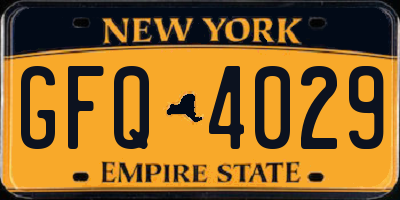 NY license plate GFQ4029