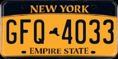 NY license plate GFQ4033