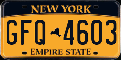NY license plate GFQ4603