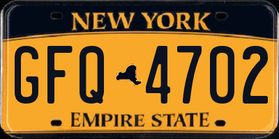 NY license plate GFQ4702