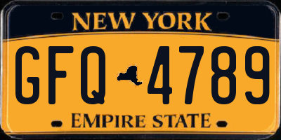 NY license plate GFQ4789