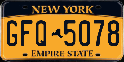 NY license plate GFQ5078