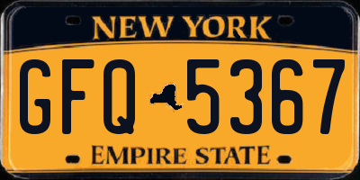 NY license plate GFQ5367
