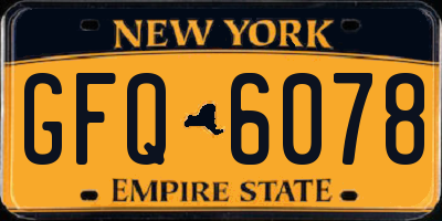 NY license plate GFQ6078