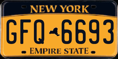 NY license plate GFQ6693