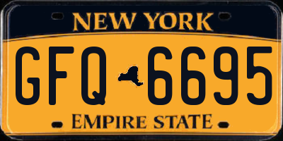 NY license plate GFQ6695