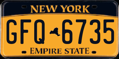 NY license plate GFQ6735