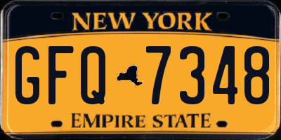 NY license plate GFQ7348