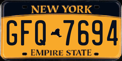 NY license plate GFQ7694