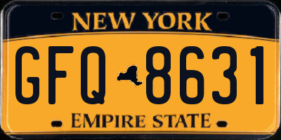 NY license plate GFQ8631