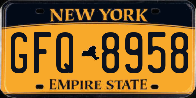NY license plate GFQ8958