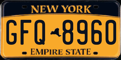 NY license plate GFQ8960