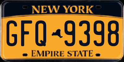 NY license plate GFQ9398