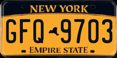 NY license plate GFQ9703