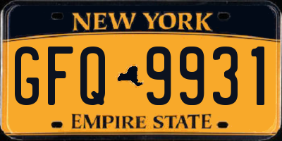 NY license plate GFQ9931