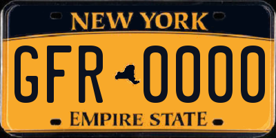 NY license plate GFR0000