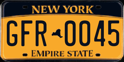 NY license plate GFR0045
