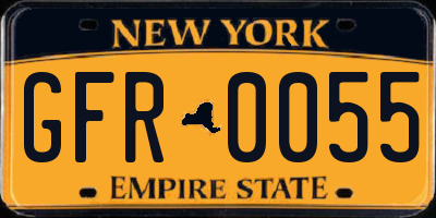 NY license plate GFR0055