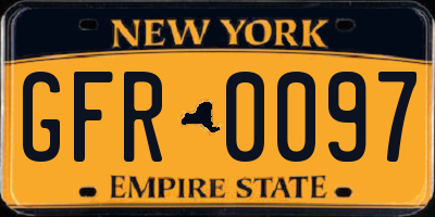 NY license plate GFR0097