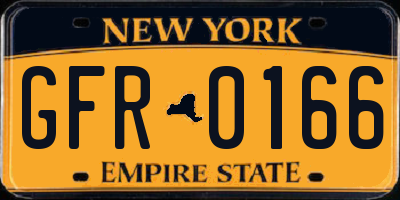 NY license plate GFR0166