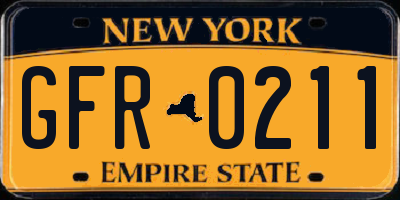 NY license plate GFR0211