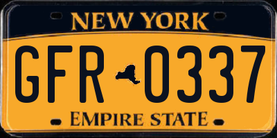 NY license plate GFR0337