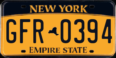 NY license plate GFR0394