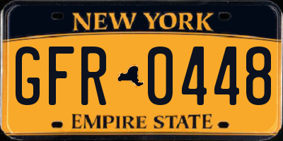 NY license plate GFR0448