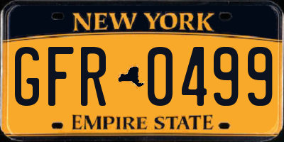 NY license plate GFR0499