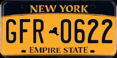 NY license plate GFR0622