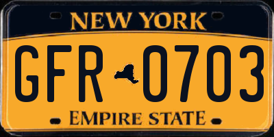 NY license plate GFR0703