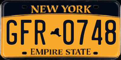 NY license plate GFR0748