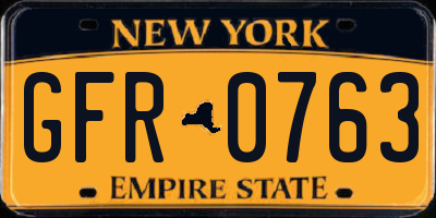 NY license plate GFR0763
