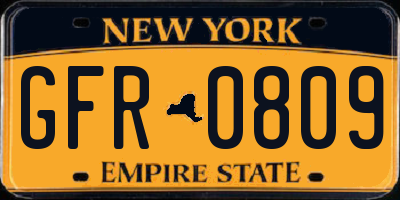 NY license plate GFR0809