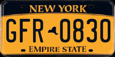 NY license plate GFR0830