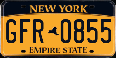 NY license plate GFR0855
