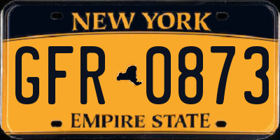 NY license plate GFR0873