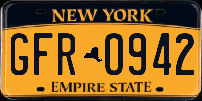 NY license plate GFR0942