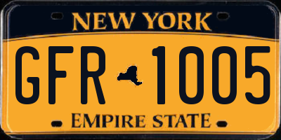 NY license plate GFR1005