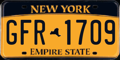 NY license plate GFR1709