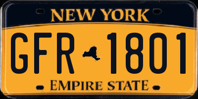NY license plate GFR1801
