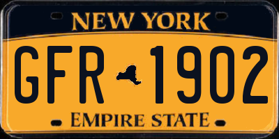 NY license plate GFR1902
