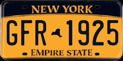 NY license plate GFR1925