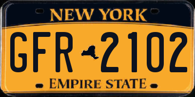 NY license plate GFR2102