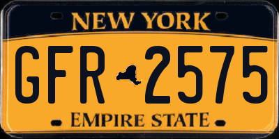 NY license plate GFR2575