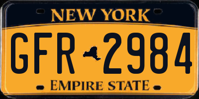 NY license plate GFR2984