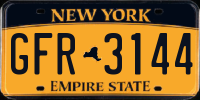 NY license plate GFR3144