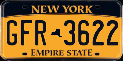 NY license plate GFR3622
