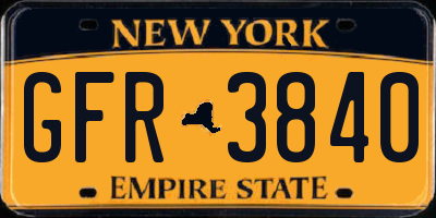 NY license plate GFR3840
